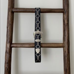 Black and silver leather belt